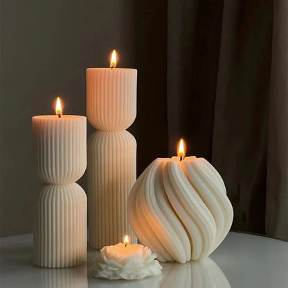 Luxury Nordic Geometric Swirl Candle – Scented Home Decor for an Elegant Aesthetic